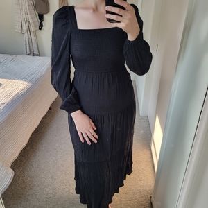 August Sky Women's Long Sleeve Smocked Midi Dress